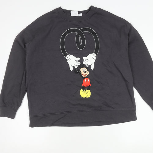 Disney Women Black L Sweatshirt Mickey Mouse Pullover Graphic Logo