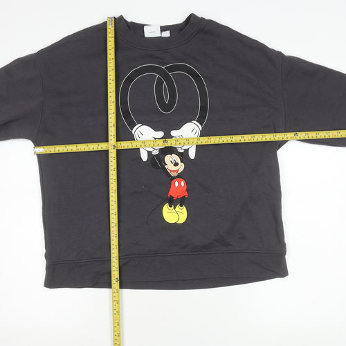 Disney Women Black L Sweatshirt Mickey Mouse Pullover Graphic Logo