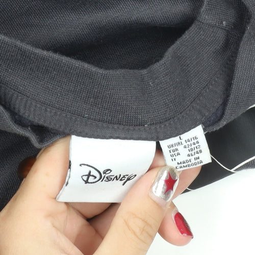 Disney Women Black L Sweatshirt Mickey Mouse Pullover Graphic Logo