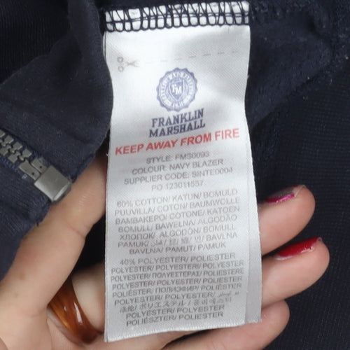 Franklin & Marshall Girls Blue 10-11 Yrs Zip Hoodie Jacket Cotton Blend