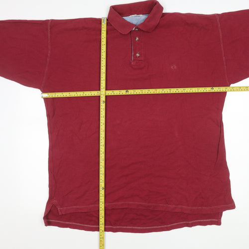 Hang Ten Men’s Red Cotton Short Sleeve Polo Shirt Size L
