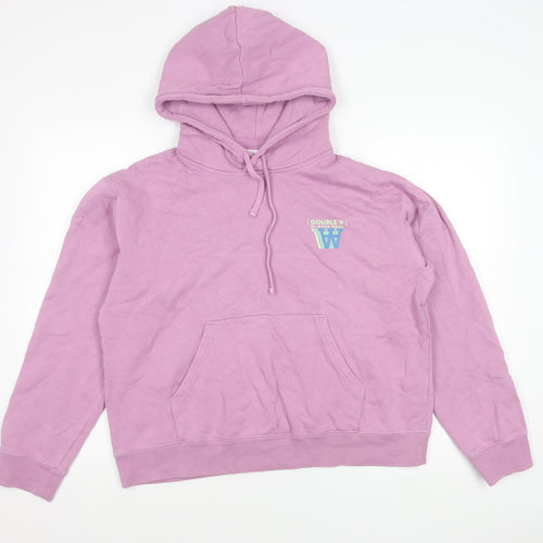 Wood Wood Double A Womens Pink Pullover Hoodie Size L Cotton Logo Print