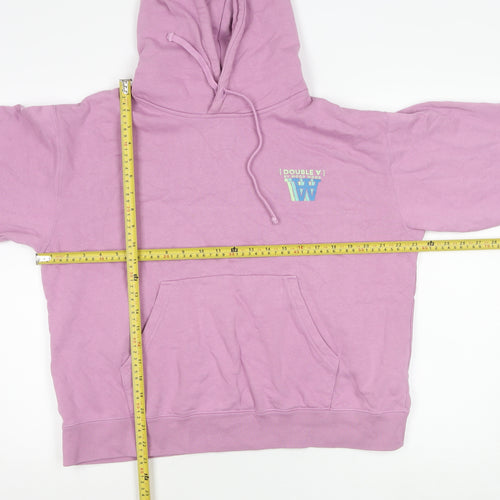 Wood Wood Double A Womens Pink Pullover Hoodie Size L Cotton Logo Print