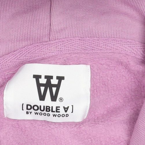 Wood Wood Double A Womens Pink Pullover Hoodie Size L Cotton Logo Print