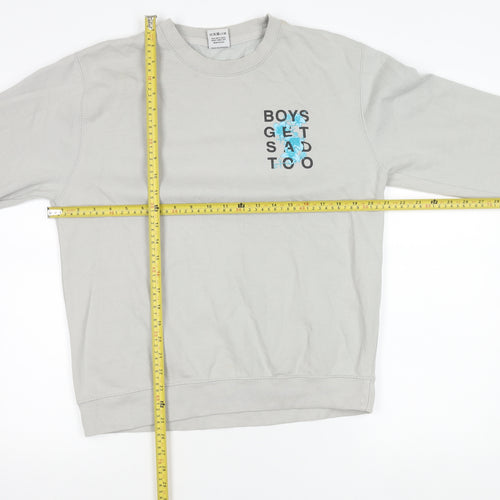 Boys Get Sad Too Mens Grey Medium Crew Neck Graphic Sweatshirt