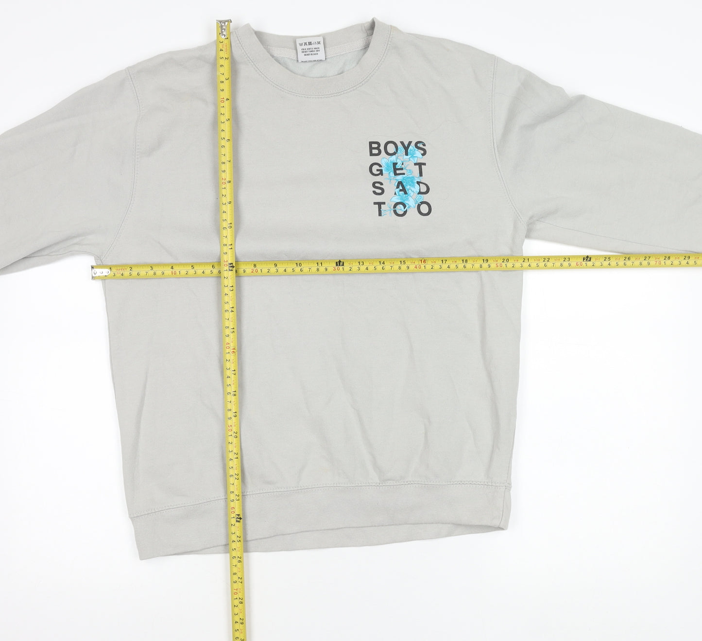 Boys Get Sad Too Mens Grey Medium Crew Neck Graphic Sweatshirt