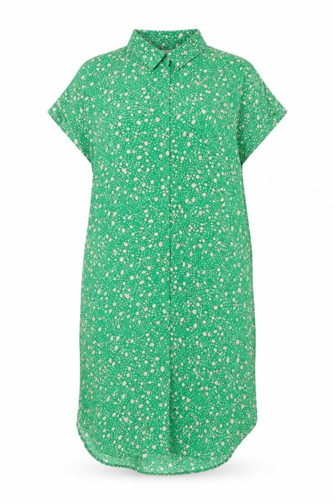 Monki Womens Green Polka Dot Shirt Dress XS Viscose Casual