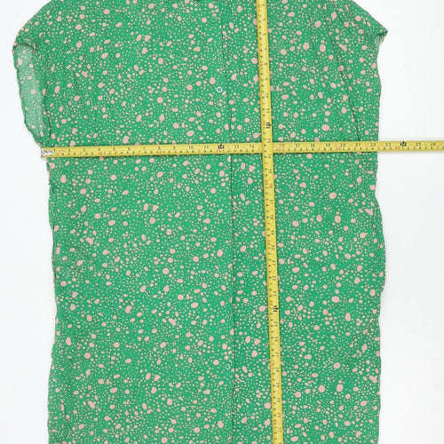 Monki Womens Green Polka Dot Shirt Dress XS Viscose Casual