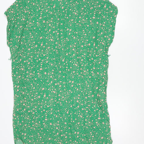 Monki Womens Green Polka Dot Shirt Dress XS Viscose Casual