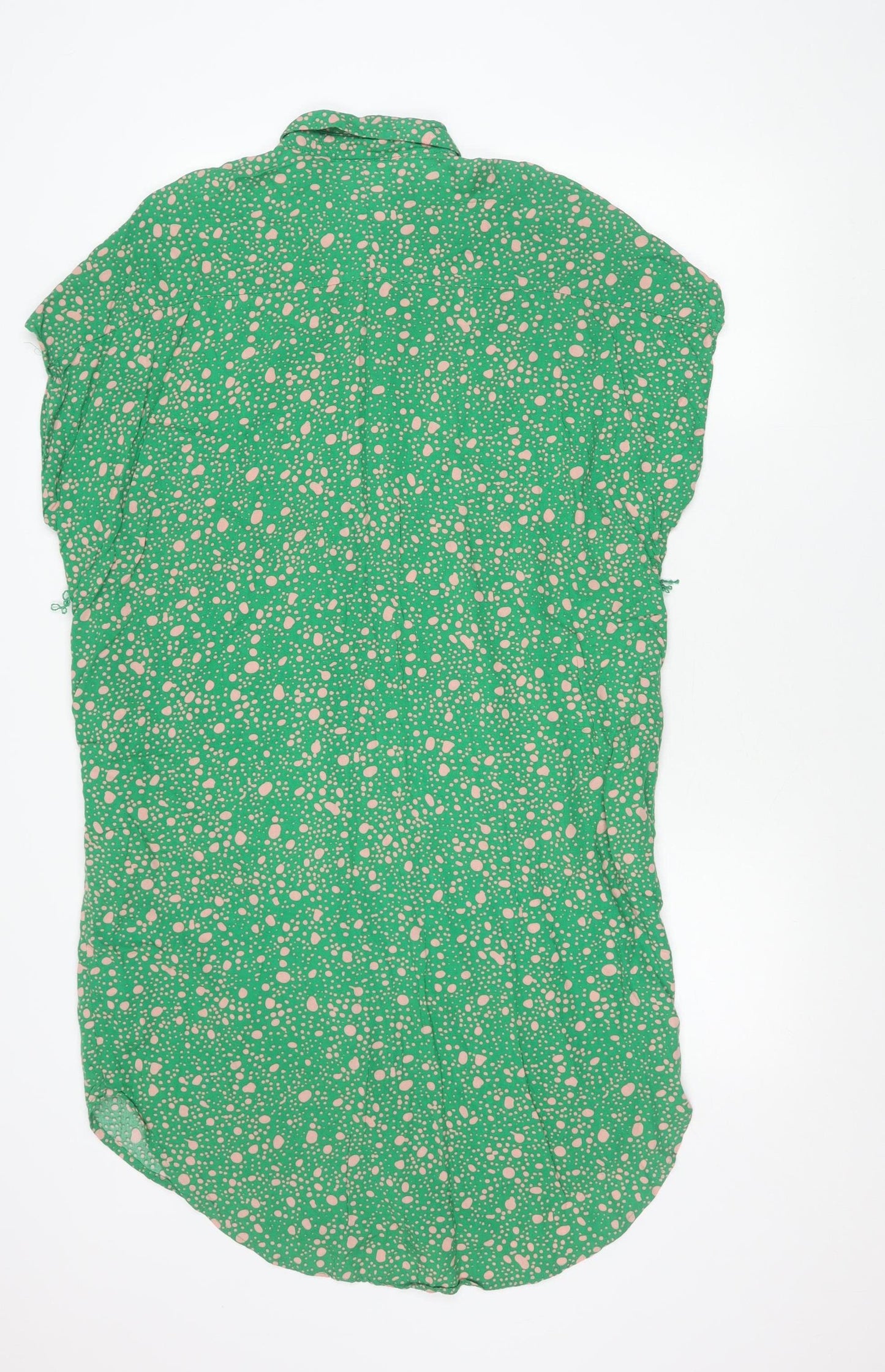 Monki Womens Green Polka Dot Shirt Dress XS Viscose Casual
