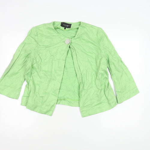 Jaeger Women’s Green Linen Suit Jacket Size 12 One Button Shawl Collar
