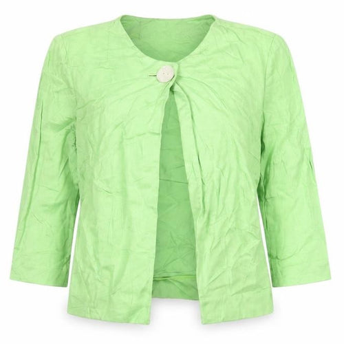 Jaeger Women’s Green Linen Suit Jacket Size 12 One Button Shawl Collar