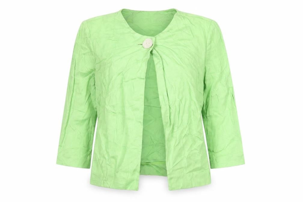 Jaeger Women’s Green Linen Suit Jacket Size 12 One Button Shawl Collar