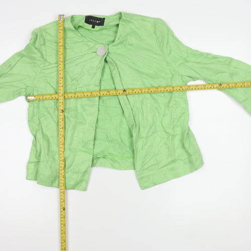 Jaeger Women’s Green Linen Suit Jacket Size 12 One Button Shawl Collar