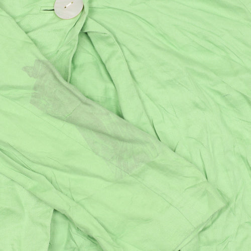 Jaeger Women’s Green Linen Suit Jacket Size 12 One Button Shawl Collar