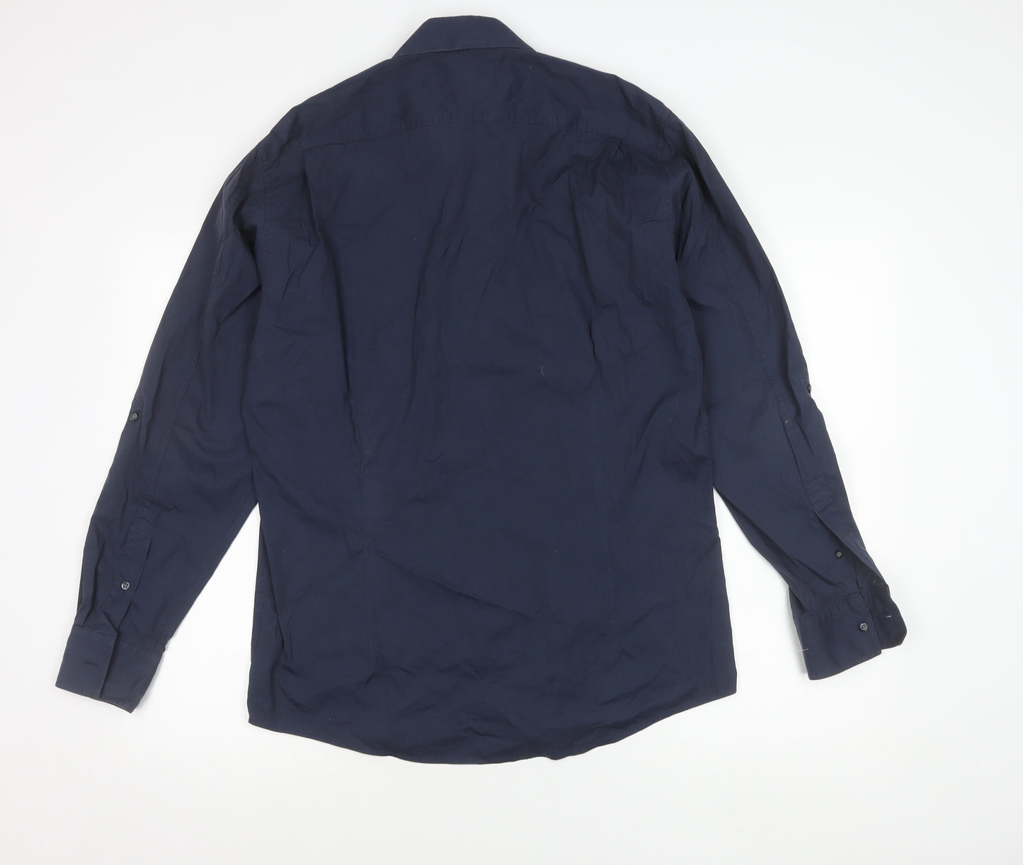 Reiss Men's Blue Slim Fit Long Sleeve Button-Up Shirt L
