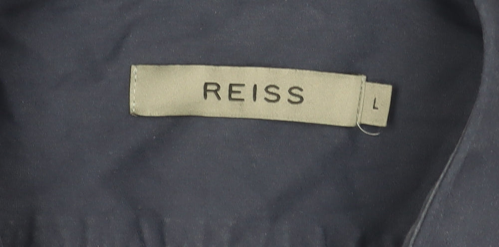 Reiss Men's Blue Slim Fit Long Sleeve Button-Up Shirt L
