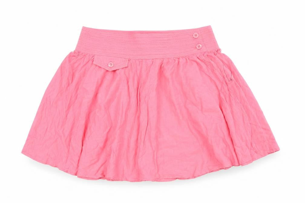 Front view of Therapy women’s pink cotton a-line short skirt, size UK 8