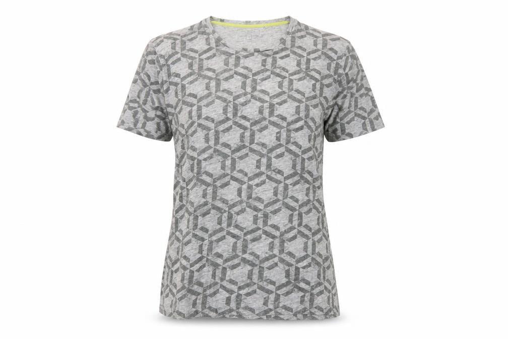 Ted Baker Women Grey Geometric T-Shirt Cotton Casual S