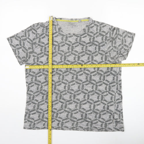 Ted Baker Women Grey Geometric T-Shirt Cotton Casual S
