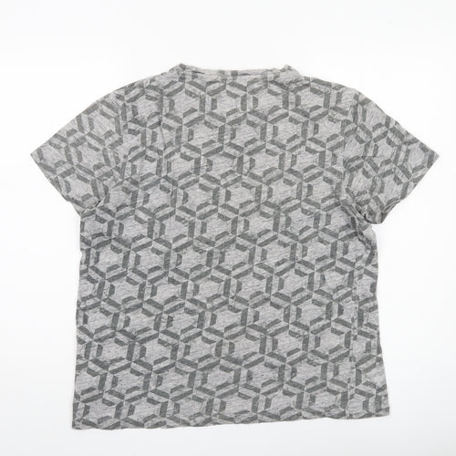 Ted Baker Women Grey Geometric T-Shirt Cotton Casual S