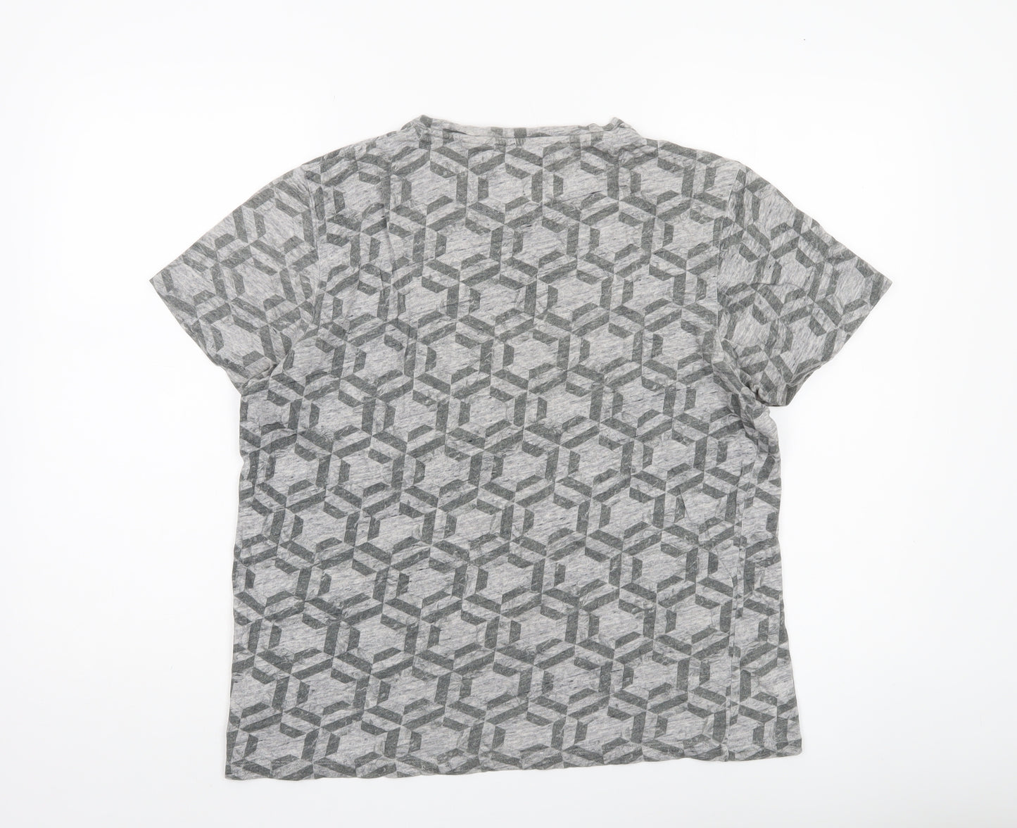 Ted Baker Women Grey Geometric T-Shirt Cotton Casual S
