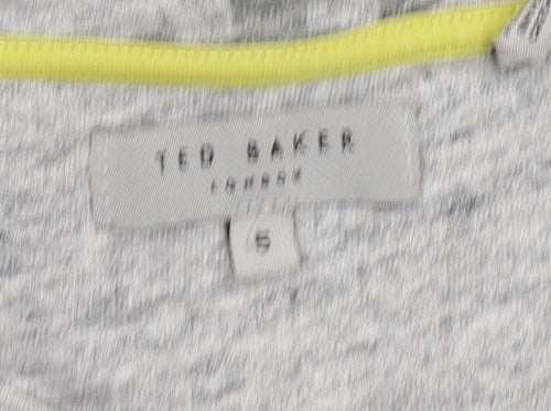 Ted Baker Women Grey Geometric T-Shirt Cotton Casual S