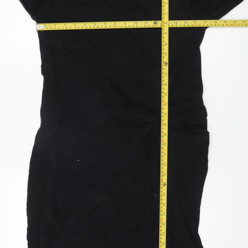 Next Women’s Black Sheath Dress Size 14 Long Sleeve Ruched Knit