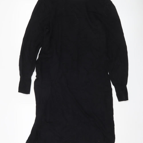 Next Women’s Black Sheath Dress Size 14 Long Sleeve Ruched Knit