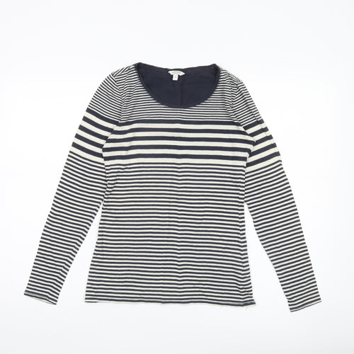 FatFace Womens Blue Striped Long Sleeve Scoop Neck Top Size 8