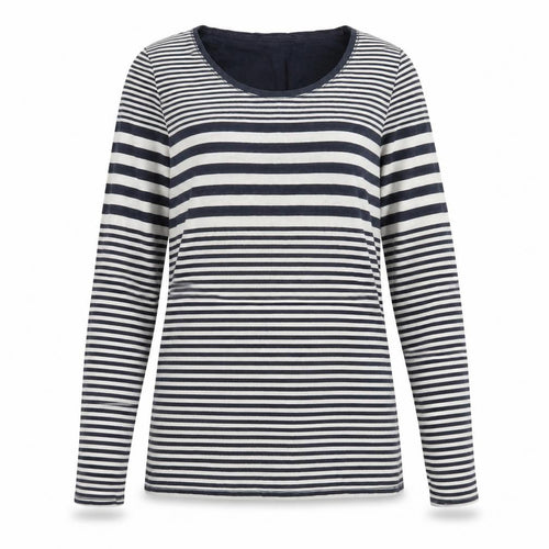 FatFace Womens Blue Striped Long Sleeve Scoop Neck Top Size 8