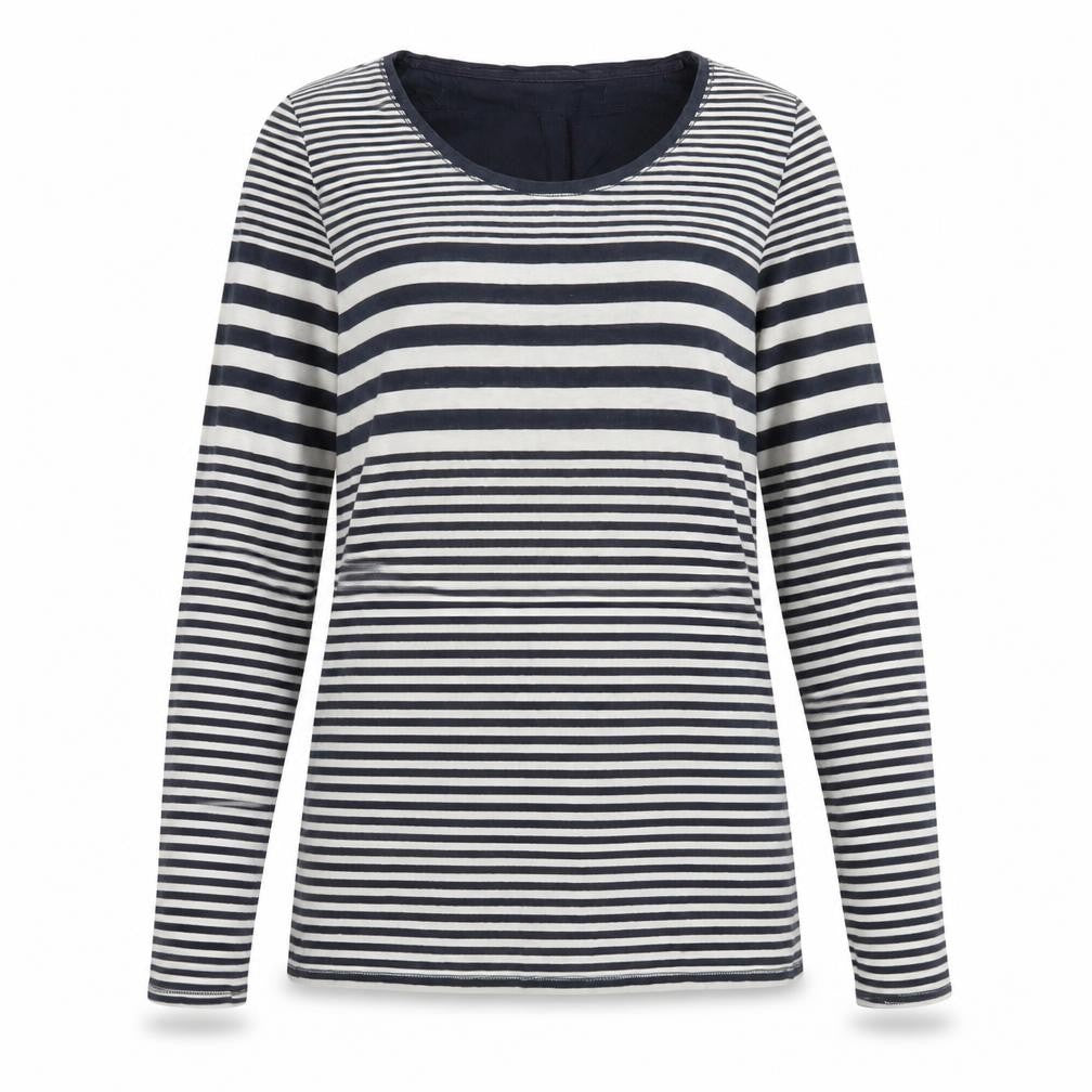 FatFace Womens Blue Striped Long Sleeve Scoop Neck Top Size 8