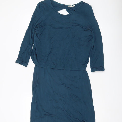Three Stuff Women’s Blue Size 8 Bodycon Jersey Dress Long Sleeve
