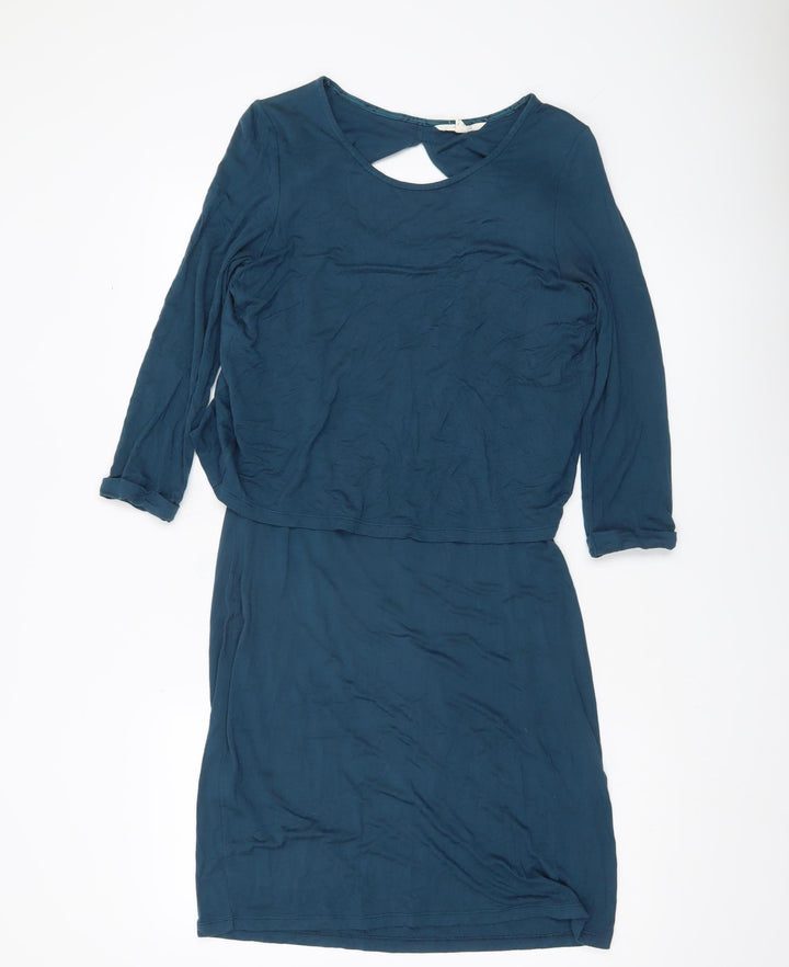 Three Stuff Women’s Blue Size 8 Bodycon Jersey Dress Long Sleeve