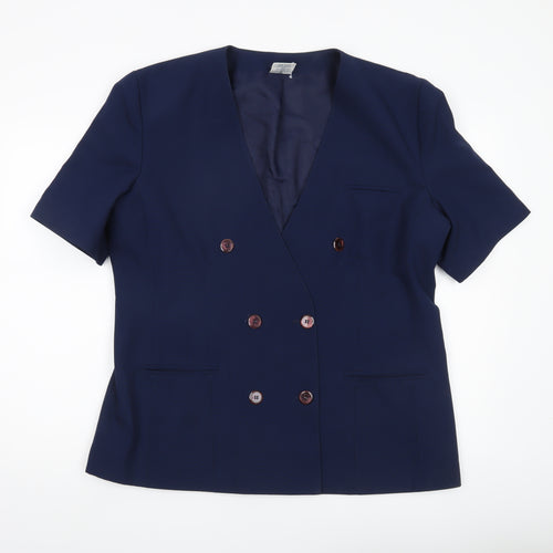 Amari Women's Blue Size 18 Double-Breasted Short Sleeve Jacket