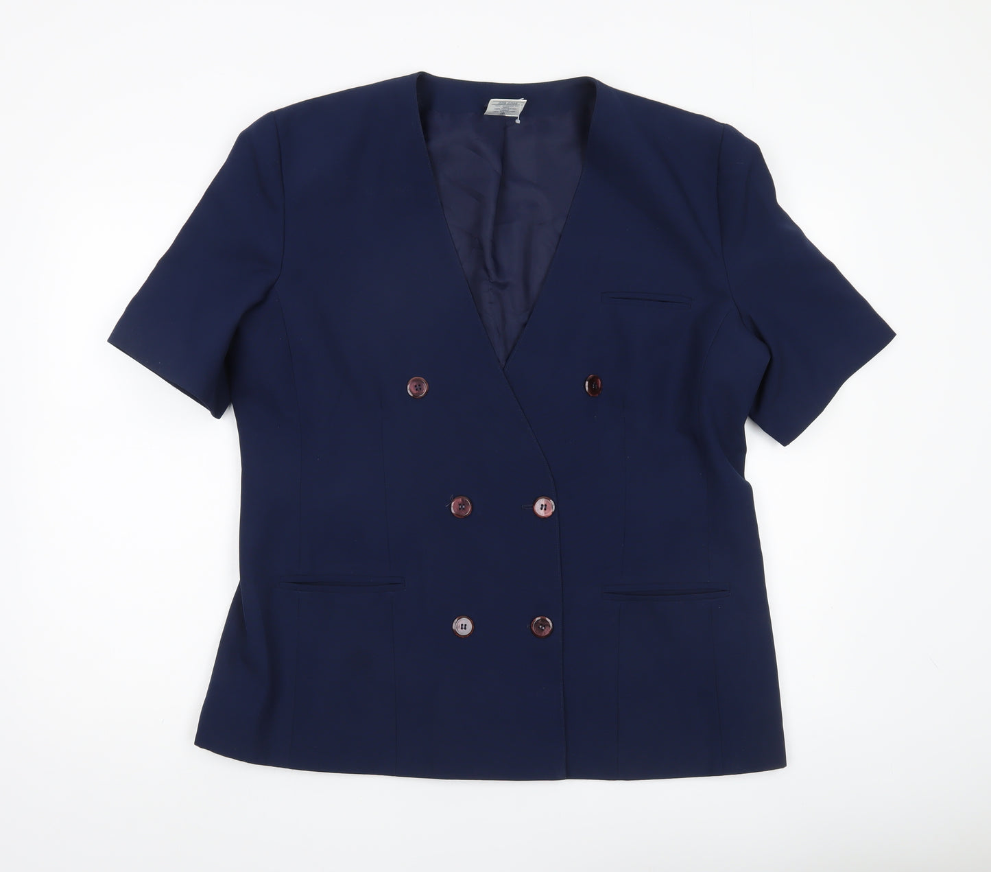 Amari Women's Blue Size 18 Double-Breasted Short Sleeve Jacket