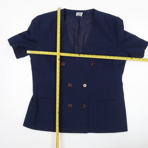 Amari Women's Blue Size 18 Double-Breasted Short Sleeve Jacket