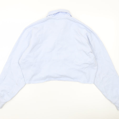 Hollister Women’s Blue & White Henley Sweatshirt S Casual Pullover