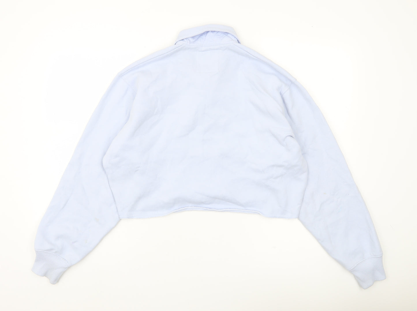 Hollister Women’s Blue & White Henley Sweatshirt S Casual Pullover