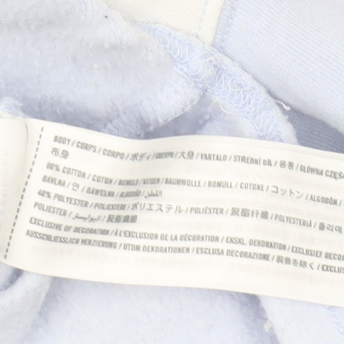Hollister Women’s Blue & White Henley Sweatshirt S Casual Pullover