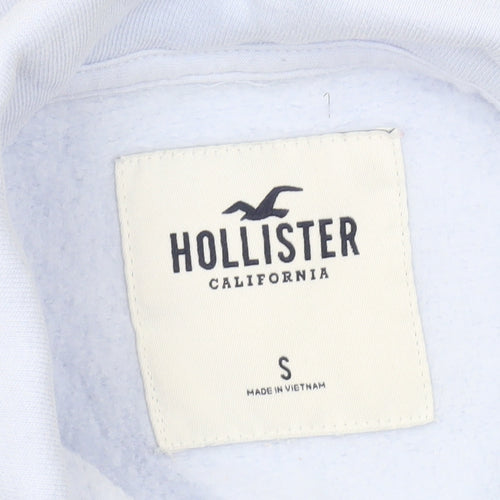 Hollister Women’s Blue & White Henley Sweatshirt S Casual Pullover