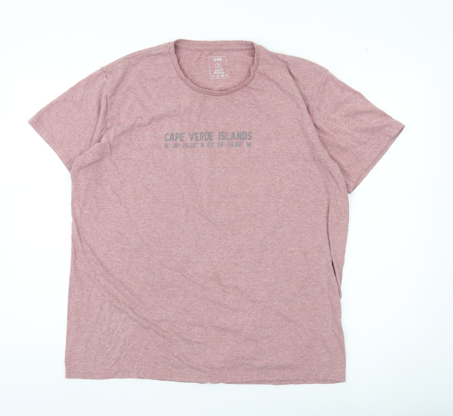 Sea Tribe Men’s Pink XL Graphic Crew Neck Cotton Blend T-Shirt
