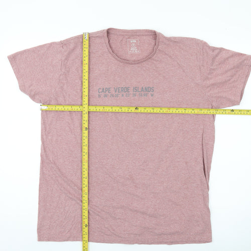 Sea Tribe Men’s Pink XL Graphic Crew Neck Cotton Blend T-Shirt