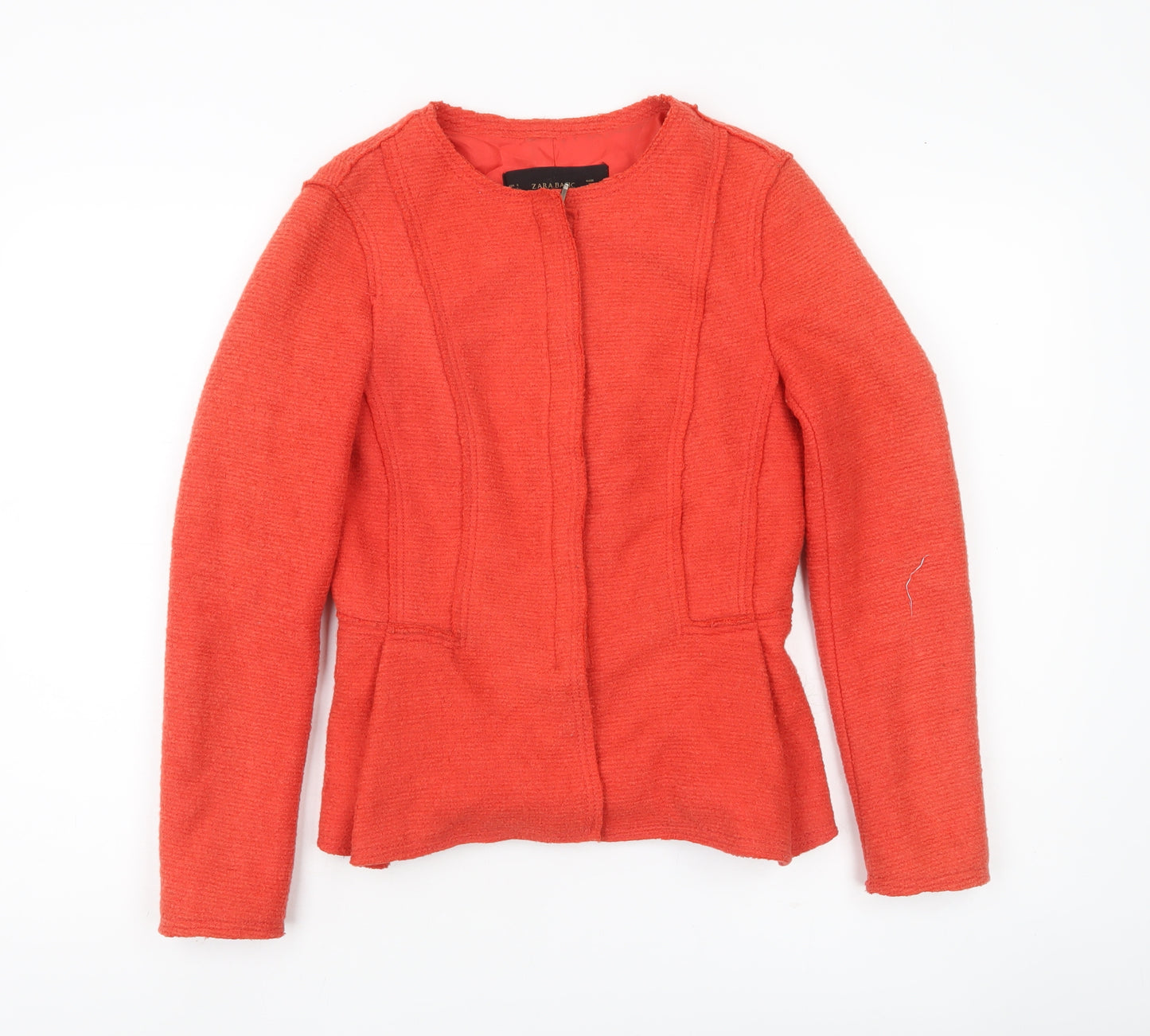 Zara Basic Women's Red Collarless Blazer Jacket Size S
