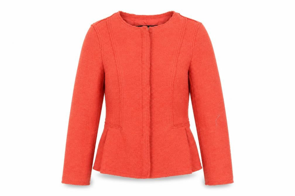Front view of Zara Basic Women's Red Collarless Blazer Jacket, size S