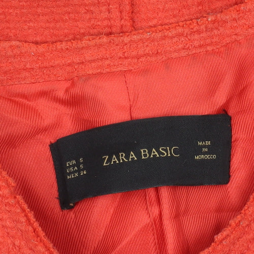 Zara Basic Women's Red Collarless Blazer Jacket Size S