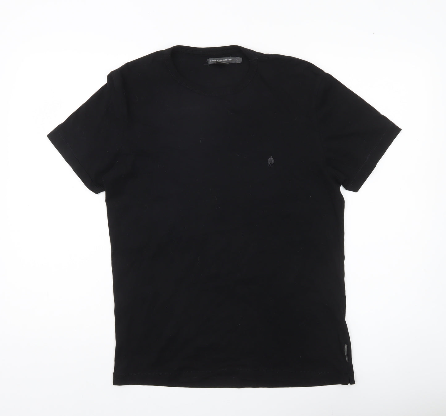 French Connection Men's Black L Crew Neck Cotton T-Shirt