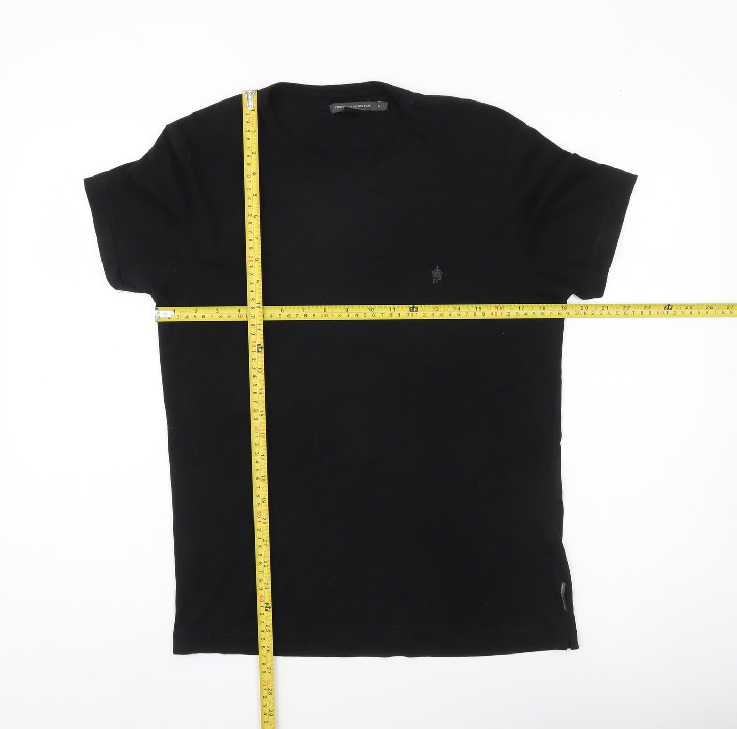 French Connection Men's Black L Crew Neck Cotton T-Shirt