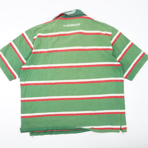 Cotton Traders Men’s 2XL Green Striped Rugby Polo Shirt