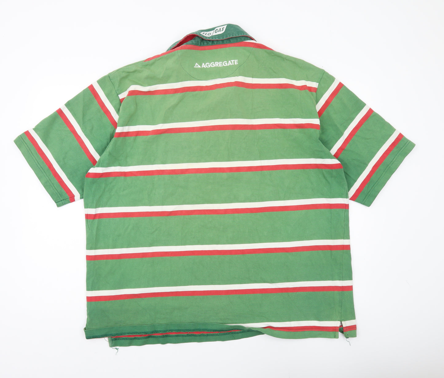 Cotton Traders Men’s 2XL Green Striped Rugby Polo Shirt